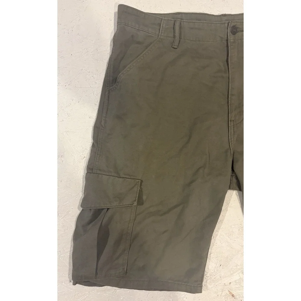 Levis Cargo Shorts Mens 38x12 Khaki Olive Green Pockets Workwear